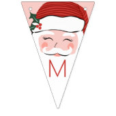 Cheerful Père Noël Face à Noël Bunting drapeaux (Premier drapeau)
