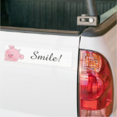 Cheerful Pink Pig Cartoon Bumpersticker (Op Truck)