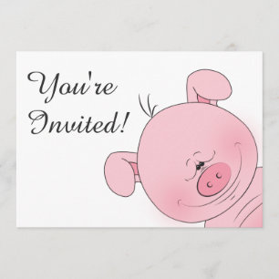 Cheerful Pink Pig Cartoon Kaart