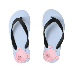 Cheerful Pink Pig Cartoon Kinder Teenslippers