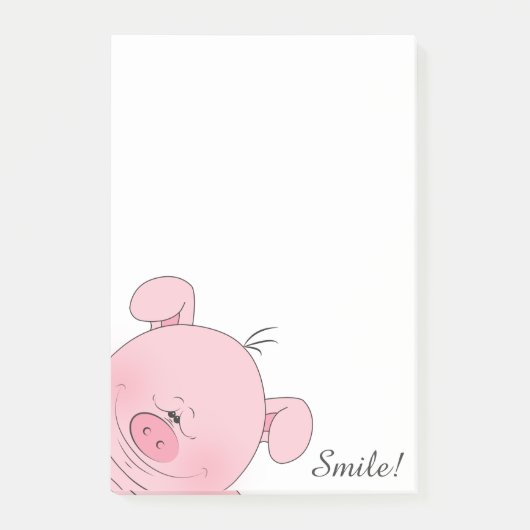 Cheerful Pink Pig Cartoon Post-it® Notes (Voorkant)