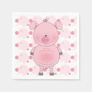 Cheerful Pink Pig Cartoon Servet
