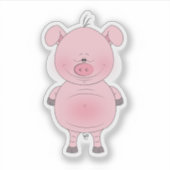 Cheerful Pink Pig Cartoon Sticker (Voorkant)