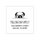Cheerful Pug Dog Family Address Rubberstempel (Afrduk)