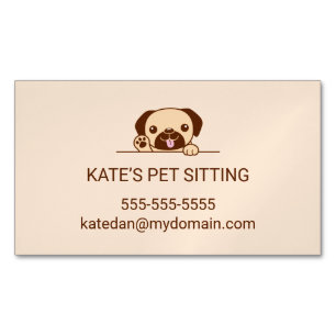 Cheerful Pug Dog Pet Sitting Service Magnetisch Visitekaartje