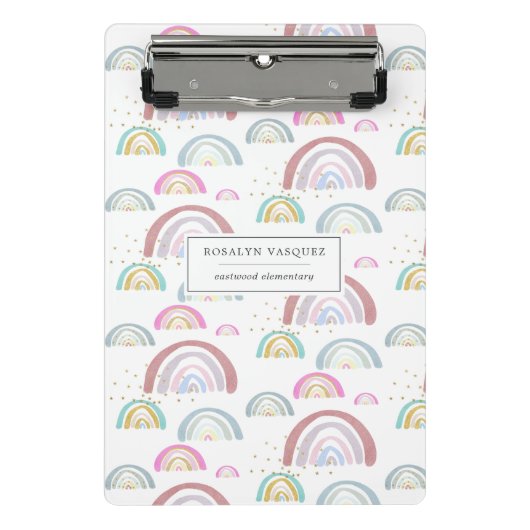Cheerful Rainbow Pattern Personalized Clipboard Mini Klembord (Voorkant)