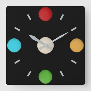 Cheerful Red Yellow Green Blue Stippen Vierkante Klok