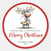Cheerful reindeer quirky whimsical Xmas sticker (Devant)