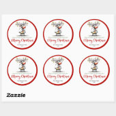 Cheerful reindeer quirky whimsical Xmas sticker (Feuille)