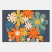 Cheerful Retro 60s 70s Flowers Floral Pattern Inpakpapier Vel (Voorkant 2)