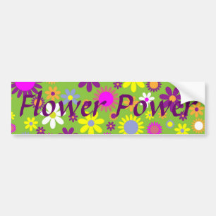Cheerful Retro Flower Power Floral Designer Bumpersticker