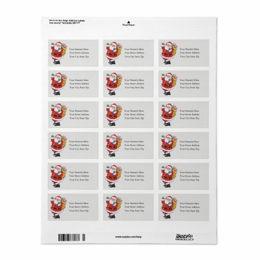 Cheerful Santa Address Label (Full Sheet)