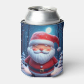 Cheerful Santa Claus In Snowy Forest Blikjeskoeler (Blikje Voorkant)