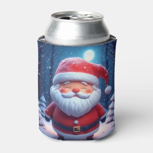 Cheerful Santa Claus In Snowy Forest Blikjeskoeler (Blikje Voorkant)