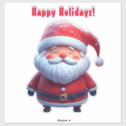 Cheerful Santa Claus In Snowy Forest Sticker (Vel)
