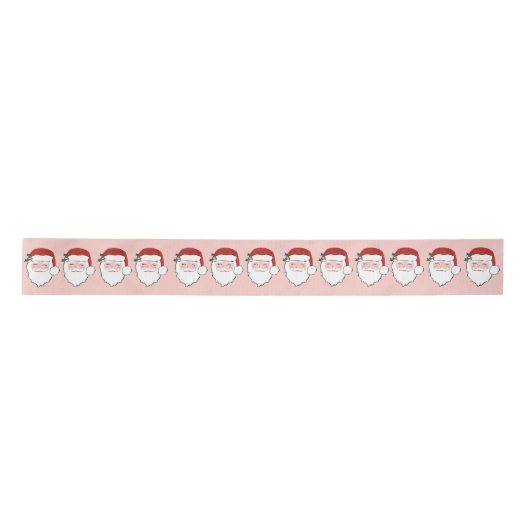 Cheerful Santa Face | Roze en rood | Lint (Voorkant)