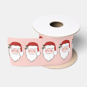 Cheerful Santa Face Roze en rood Lint