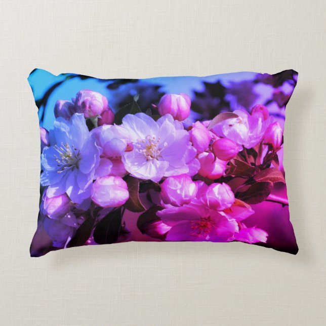 Cheerful Spring Crabapple Blossom Abstracte kleure Accent Kussen (Voorkant)