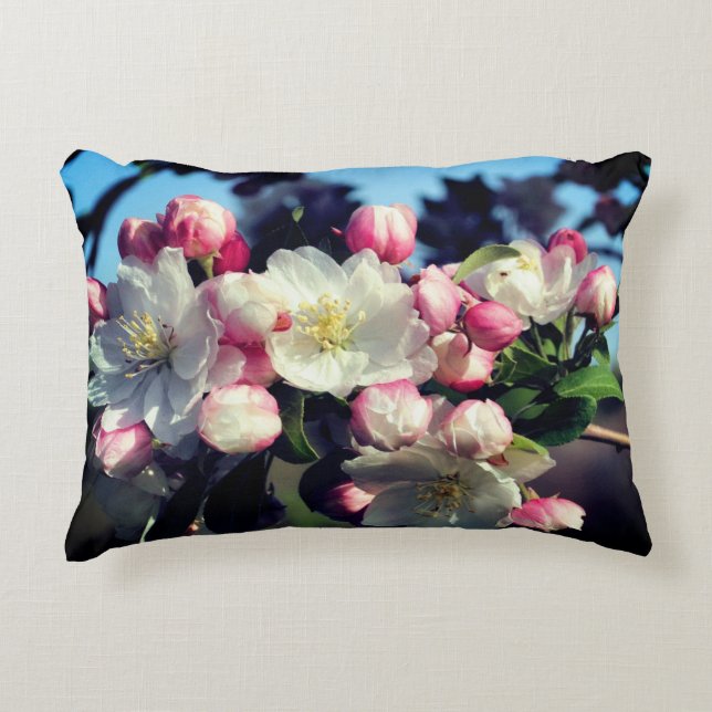 Cheerful Spring Crabapple Flower Blossom Accent Kussen (Voorkant)