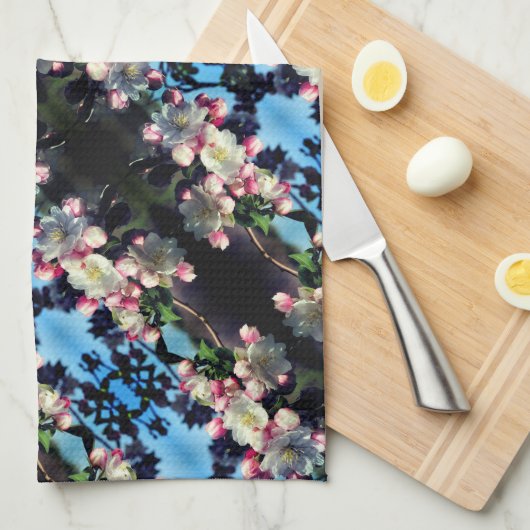 Cheerful Spring Crabapple Flower Blossom Pattern Theedoek (Quarter Fold)