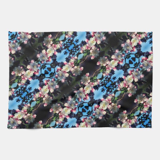 Cheerful Spring Crabapple Flower Blossom Pattern Theedoek (Horizontaal)
