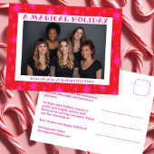 Cheerful Stars Pink Christmas Custom Business Feestdagenkaart