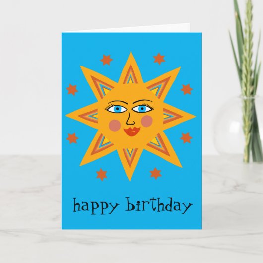 Cheerful Sun HAPPY BIRTHDAY CUSTOM Modern Boho Kaart (Voorkant)