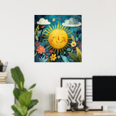 Cheerful Sun Overlooking Garden Poster (Thuiskantoor)