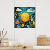 Cheerful Sun Overlooking Garden Poster (Keuken)