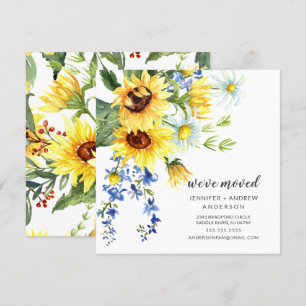 Cheerful Sunflower Moving Announement Kaart