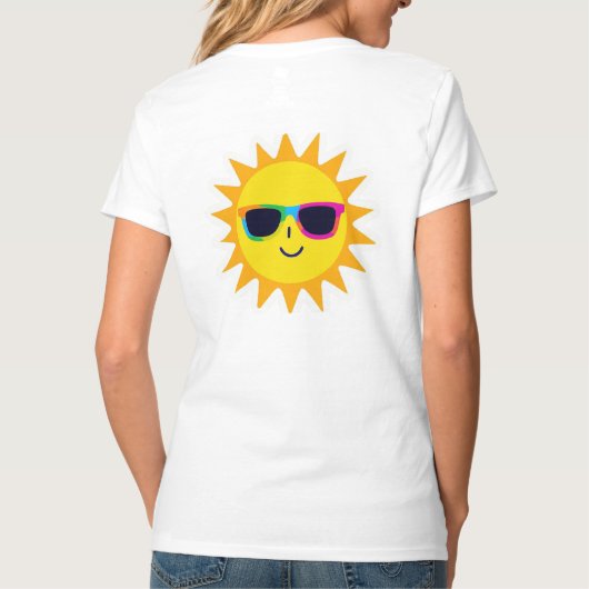 Cheerful Sunglass Sun – Fun Summer Vibes T-Shirt (Dos)