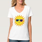 Cheerful Sunglass Sun – Fun Summer Vibes T-Shirt (Devant)