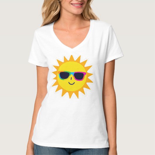 Cheerful Sunglass Sun – Fun Summer Vibes T-Shirt (Devant)