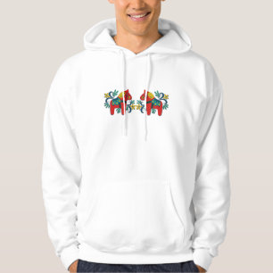 Cheerful Swedish Dala Horses Scandinavian Hoodie