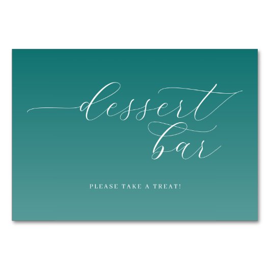 Cheerful Teal Gradient Dessert Bar Sign Kaart (Voorkant)