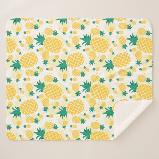 Cheerful Tropical Pineapples Sherpa Fleece Blanke Sherpa Deken (Voorkant (horizontaal))