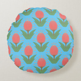 Cheerful Tulips Round Pillow Rond Kussen