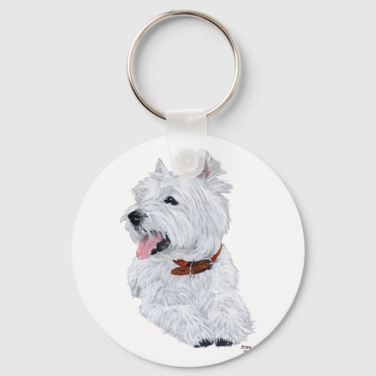 Cheerful West Highland White Terrier Sleutelhanger (Voorkant)