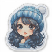Cheerful Winter Blue Sticker (Devant)