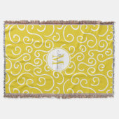 Cheerful Yellow and White Pattern met Monogram Deken (Voorkant)