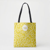 Cheerful Yellow and White Pattern met Monogram Draagtas (Voorkant)