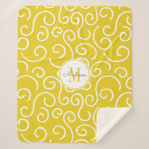 Cheerful Yellow and White Pattern met Monogram Sherpa Deken