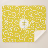 Cheerful Yellow and White Pattern met Monogram Sherpa Deken (Voorkant (horizontaal))