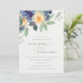 Cheerful Yellow Blue Floral Verloving Invite Bedankkaart (Staand voorkant)