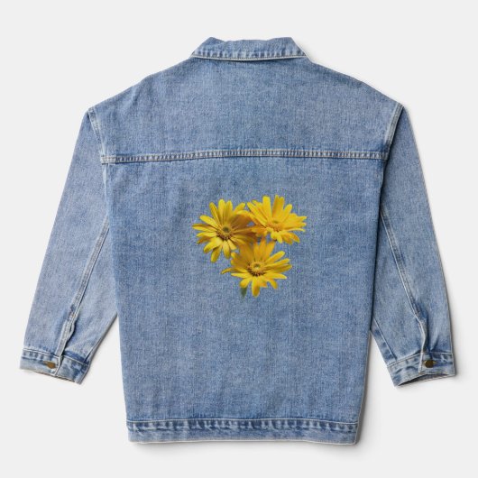 Cheerful Yellow Daisy Floral Denim Jacket (Achterkant)