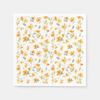 Cheerful Yellow Floral Waterverf Servet