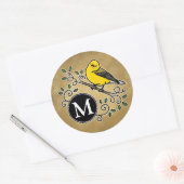 Cheerful Yellow Prothonotary Warbler met monogram Ronde Sticker (Envelop)