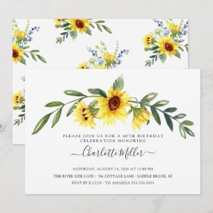 Cheerful Yellow Sunflower Birthday Party Kaart