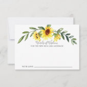Cheerful Yellow Sunflower Bride Words of Wisdom Kaart (Voorkant)