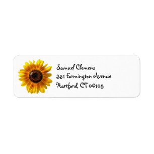 Cheerful Yellow Sunflower met bijenadreslabel Etiket